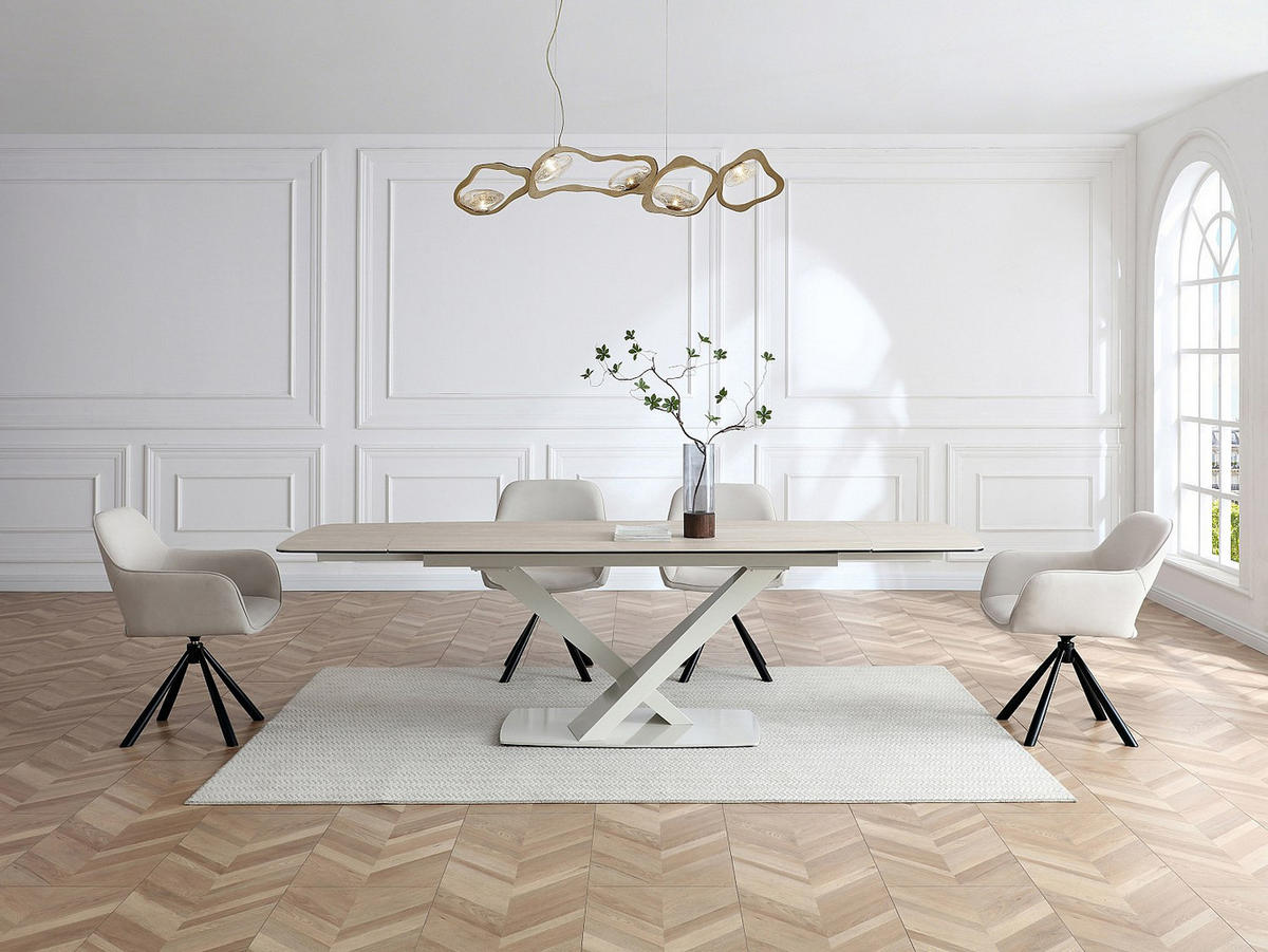 ESSTISCH - 6 Personen, 8 Personen, 10 Personen - Keramik, Glas - Beige - MALATA - Beige, Glas/Keramik (90/220/76cm) - Vente-Unique