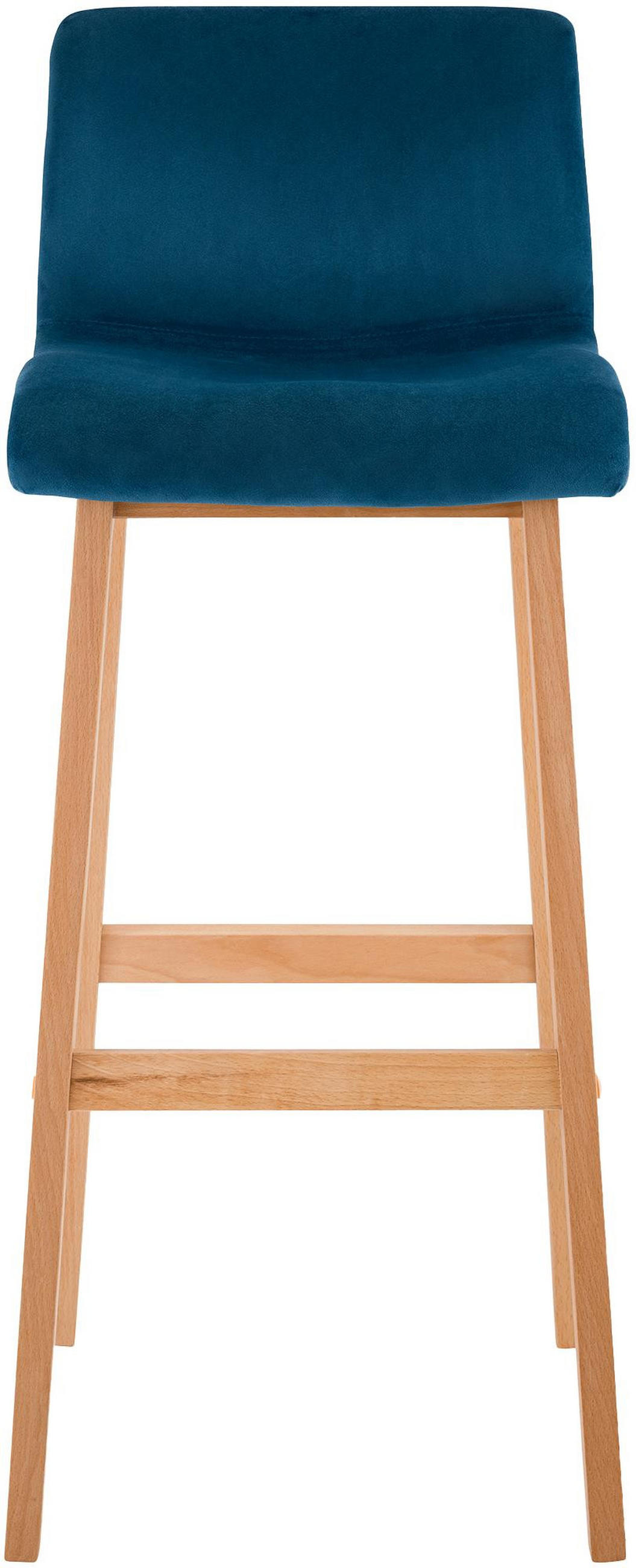 BARHOCKER Tenar Samt Blau Braun - Blau, Textil (41/101/46cm) - DELUKE