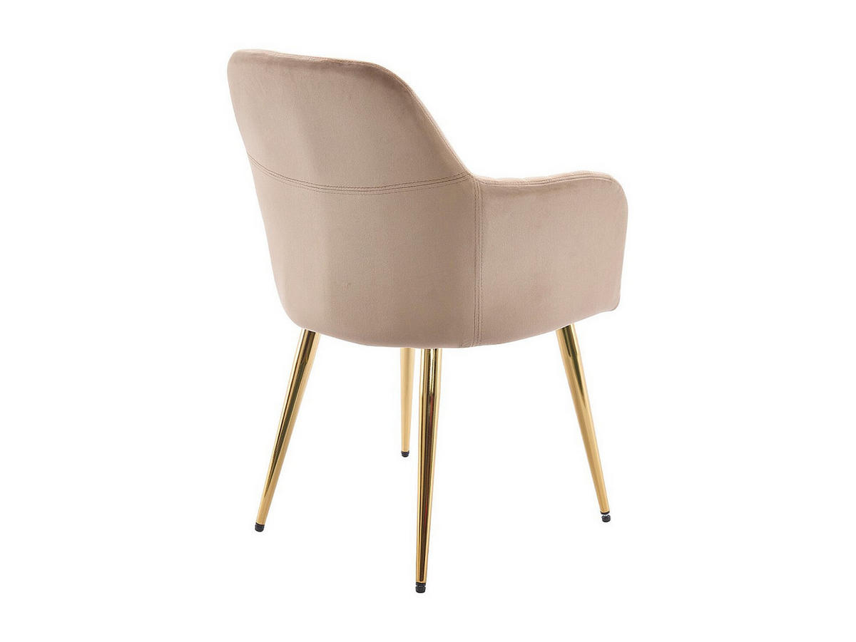 STUHL mit Armlehnen 6er-Set - Samt & goldfarbenes Metall - Beige - ELEANA - Beige, Textil (58/82/59cm) - Vente-Unique