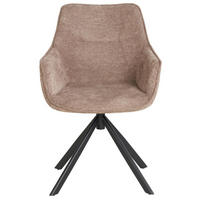 DININGSESSEL San Carlo - drehbar - hellbraun - Hellbraun/Hellgrau, Textil/Metall (57/87/68cm) - bene living