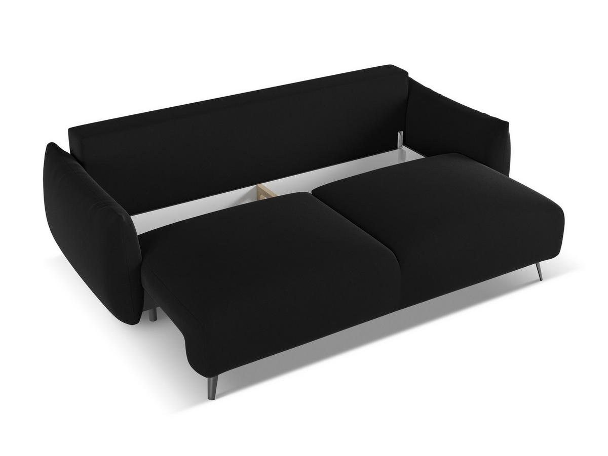 3-SITZER SOFA mit Schlaffunktion Samt Stoff Schwarz - Schwarz, Textil/Metall (230/86/105cm) - Makamii