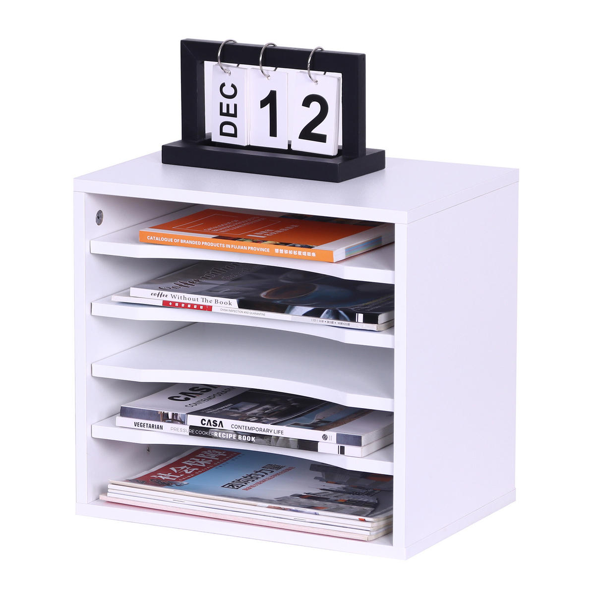 DOKUMENTENABLAGE - Weiß, Holzwerkstoff (25/35.5/33cm) - Relaxdays