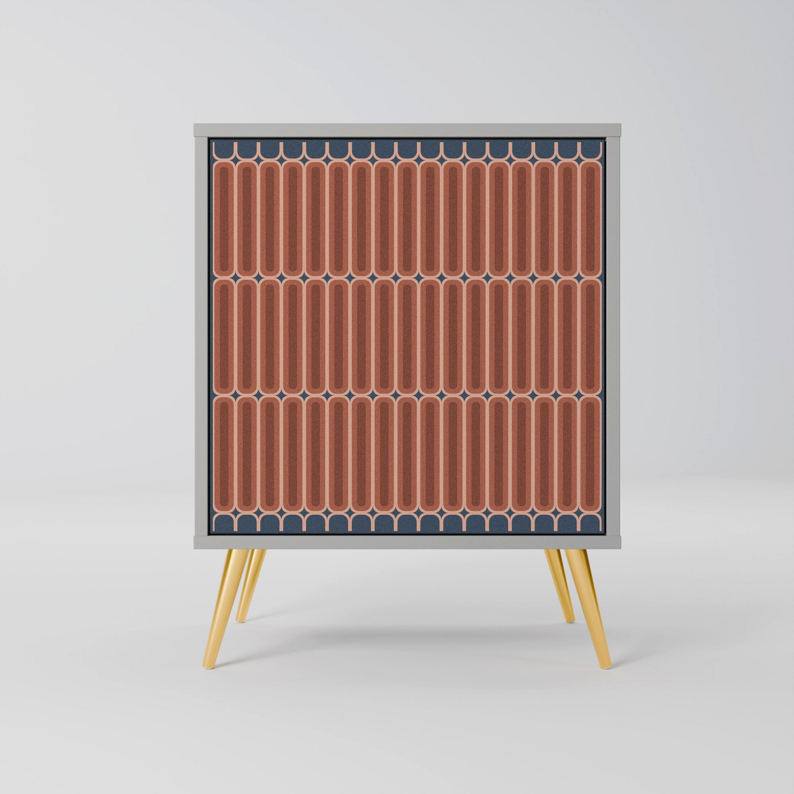 SIDEBOARD HYPNOTIC GATE, Grau, 57,5x42x75,5 cm, Goldfarbene Metallfüße - Goldfarben/Multicolor, Holzwerkstoff/Metall (57.5/75.5/42cm) - SpaceRebels