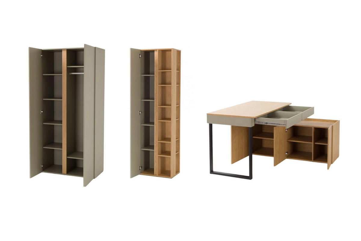 JUGENDZIMMER-SET LIBU AA 3-teilig in Eukalyptus / Baltic Düne Eiche - Alteiche/Eukalyptusholzfarben, Holzwerkstoff (373/195/63cm) - Deine Möbel 24