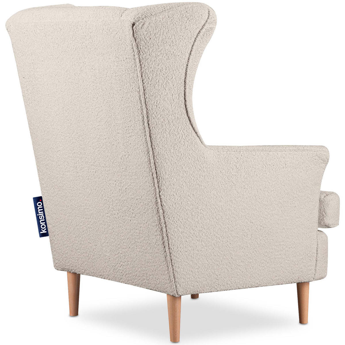 OHRENSESSEL STRALIS inklusive dekorativem Kissen, Ecru - Ecru, Textil (82/108/80cm) - KONSIMO®