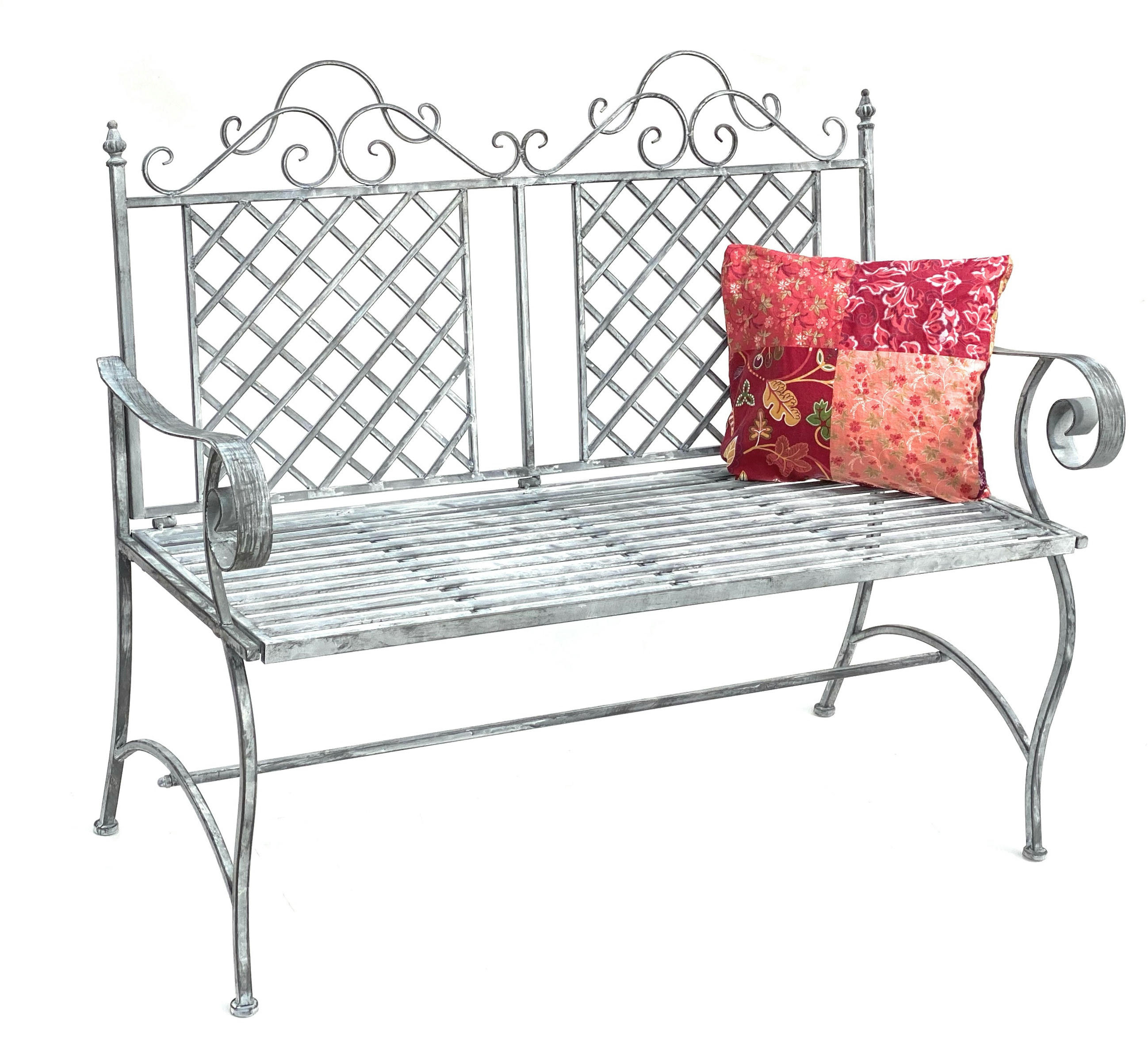 GARTENBANK aus Metall Grau 120 cm 96020 - Grau, Metall (118.5/98.5/60cm) - DanDiBo