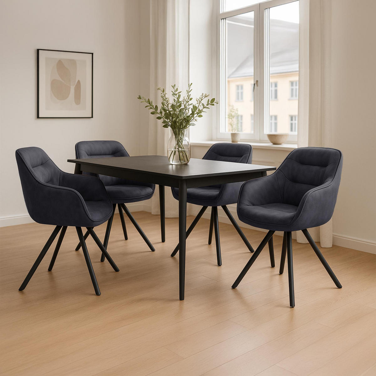 ARMLEHNENSTUHL Vintage Stoff schwarz - Schwarz, Textil/Metall (57/90/63cm) - CLP