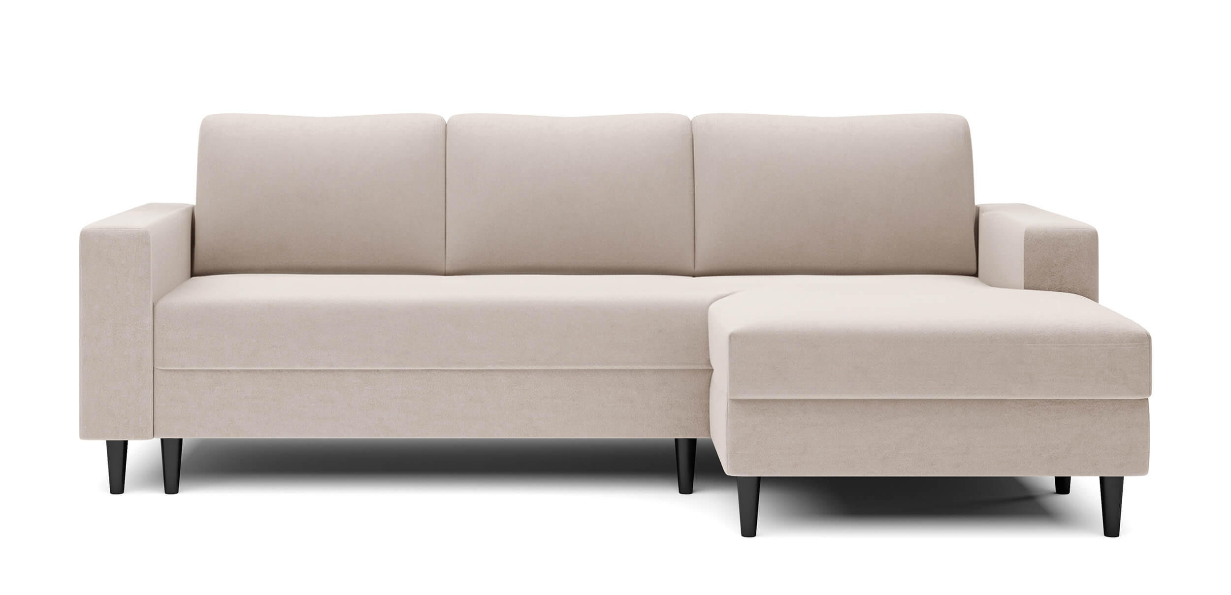 ECKSOFA Nalika Cremeweiß Velours - Creme/Schwarz, Holz/Textil (230/143cm) - Selsey