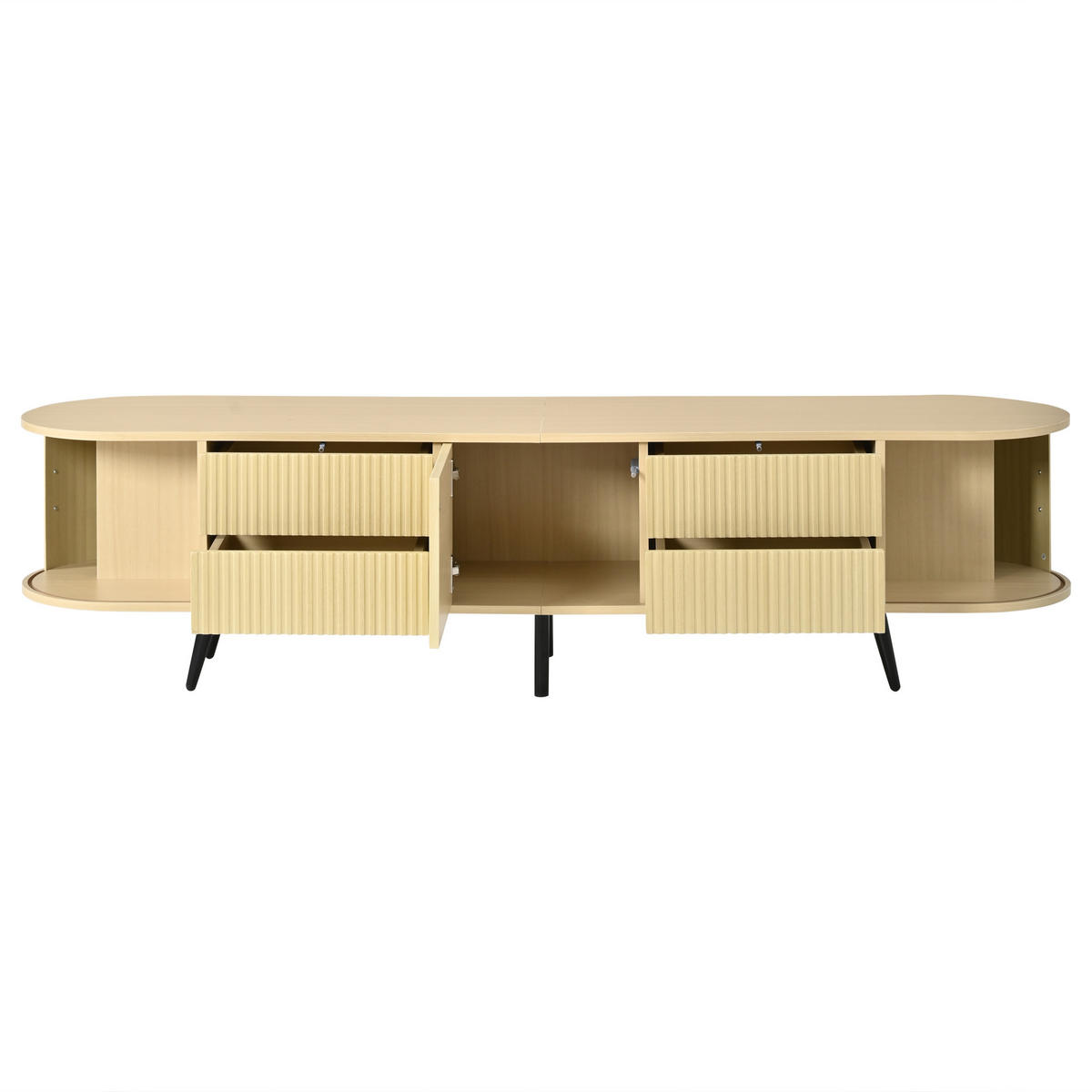 TV-LOWBOARD 180x40x45cm Holzfarbe mit 4 Schubladen und Tür - Naturfarben, Holzwerkstoff (180/45/40cm) - FLIEKS