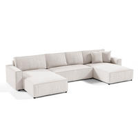 PANORAMASOFA Isaac 5 Sitzplätze Weiß - Weiß, Holzwerkstoff (398/85/185cm) - Petits-meubles