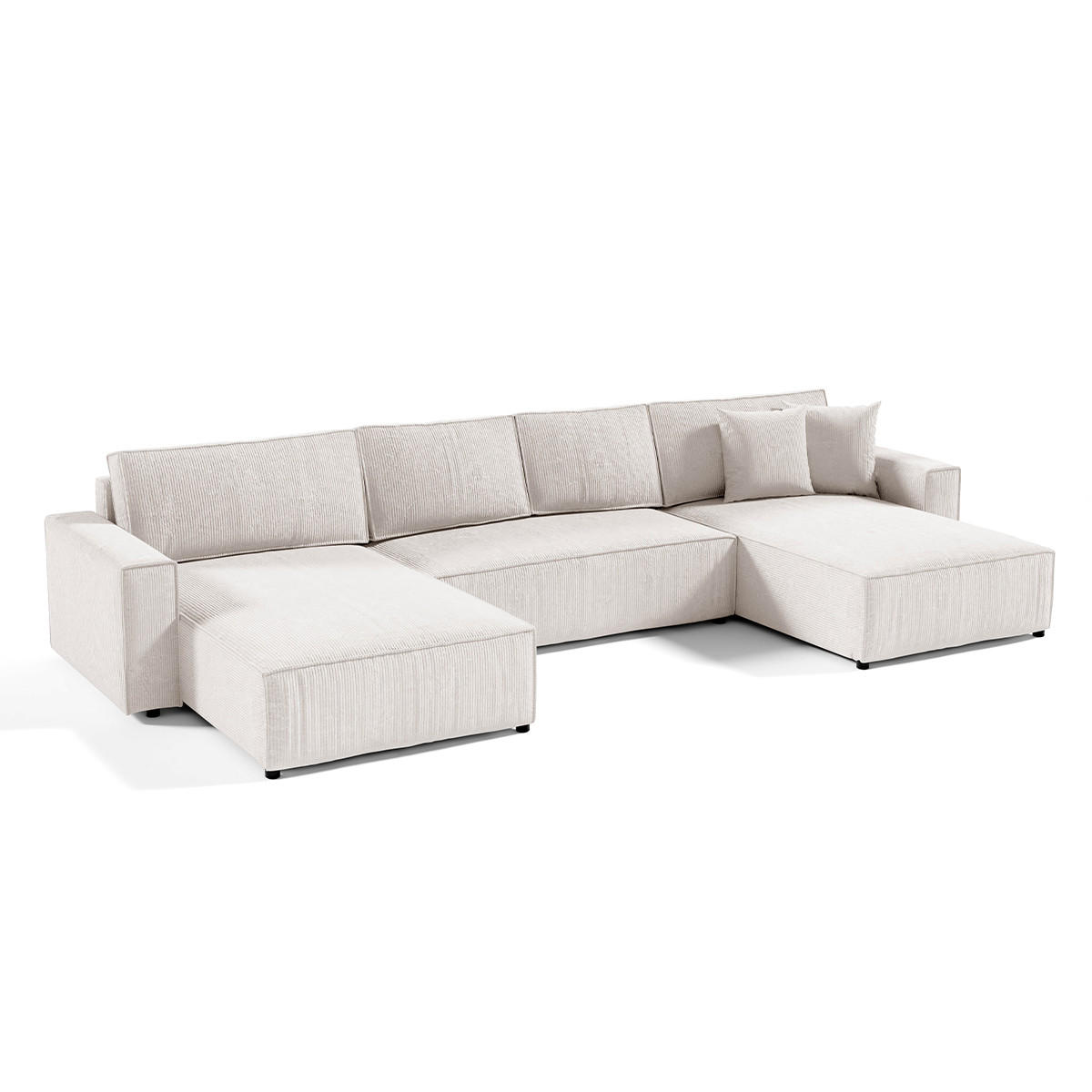 PANORAMASOFA Isaac 5 Sitzplätze Weiß - Weiß, Holzwerkstoff (398/85/185cm) - Petits-meubles