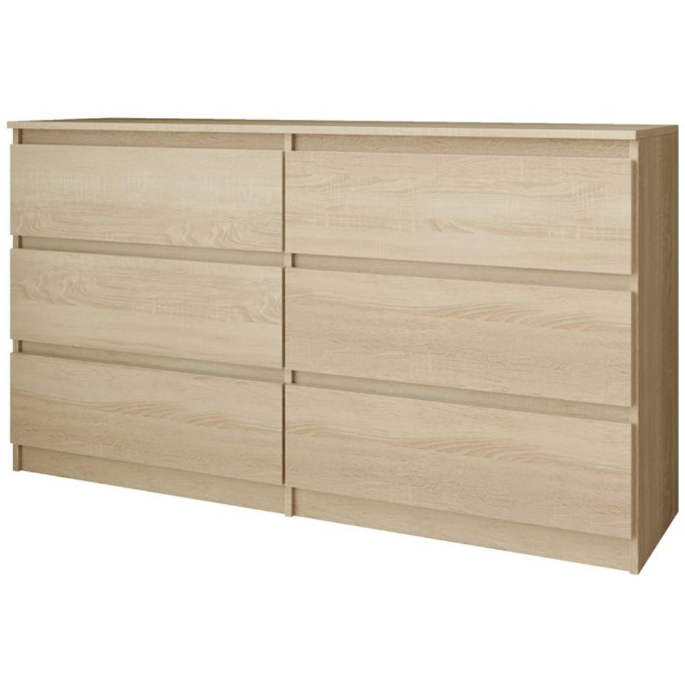 KOMMODE Look 120 cm mit sechs Schubladen, eiche Sonoma - Sonoma Eiche, Holzwerkstoff (120/71/33cm) - Beautysofa