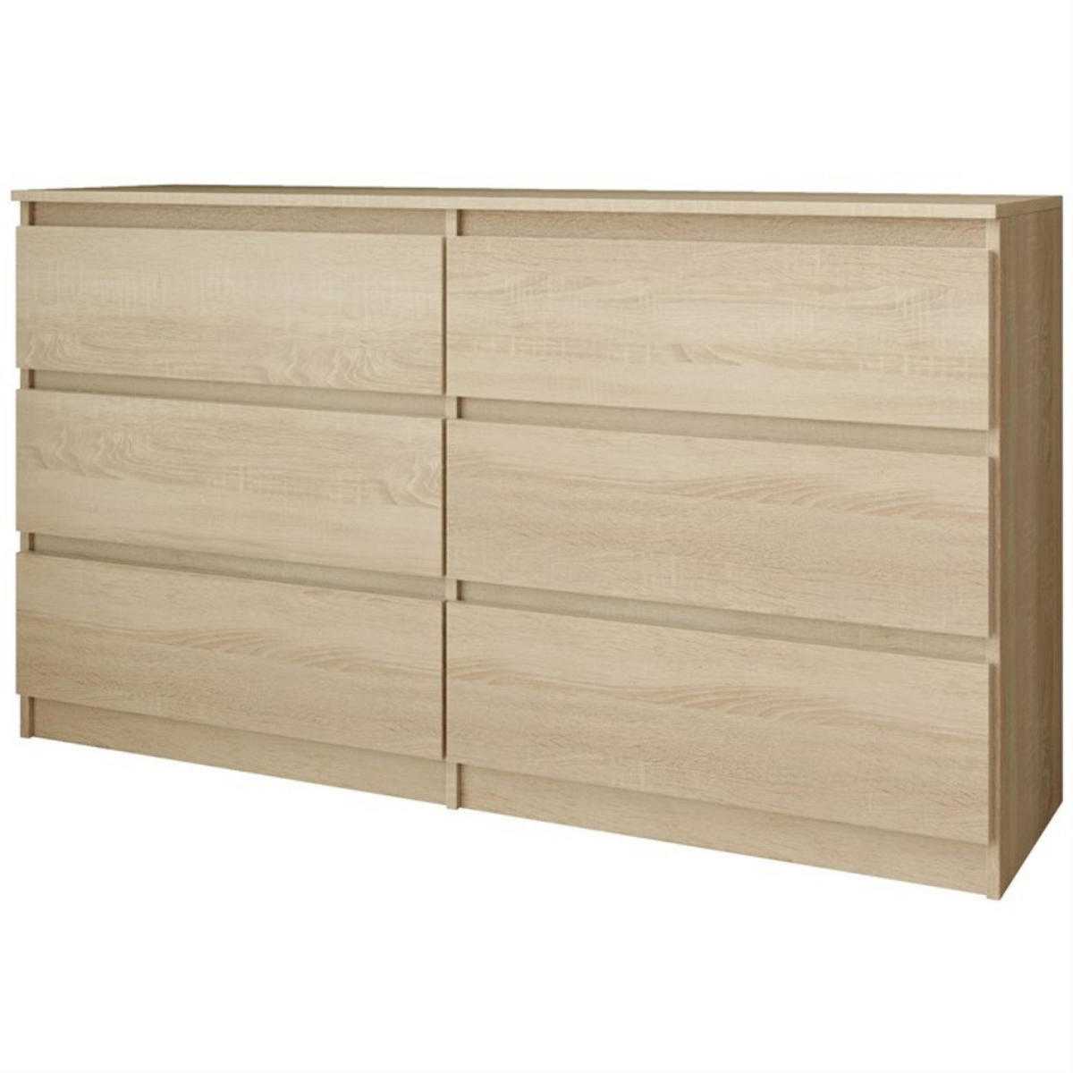 KOMMODE Look 120 cm mit sechs Schubladen, eiche Sonoma - Sonoma Eiche, Holzwerkstoff (120/71/33cm) - Beautysofa