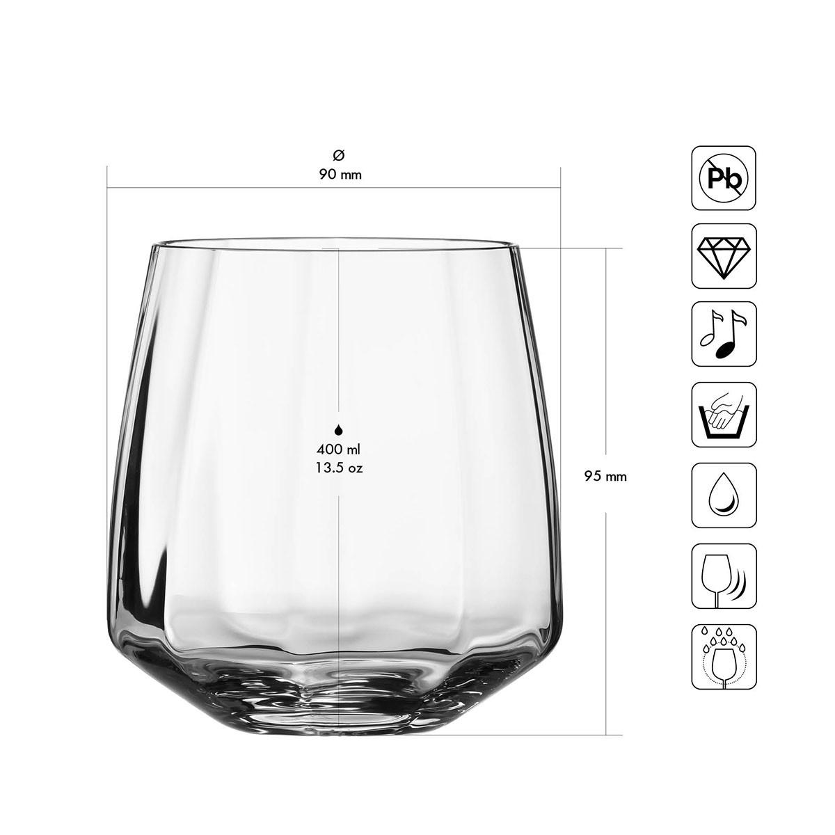 WASSERGLÄSER Celebration, 4er-Set, 400 ml, Handgemacht - Transparent, Glas (0.4L) - Krosno Glass