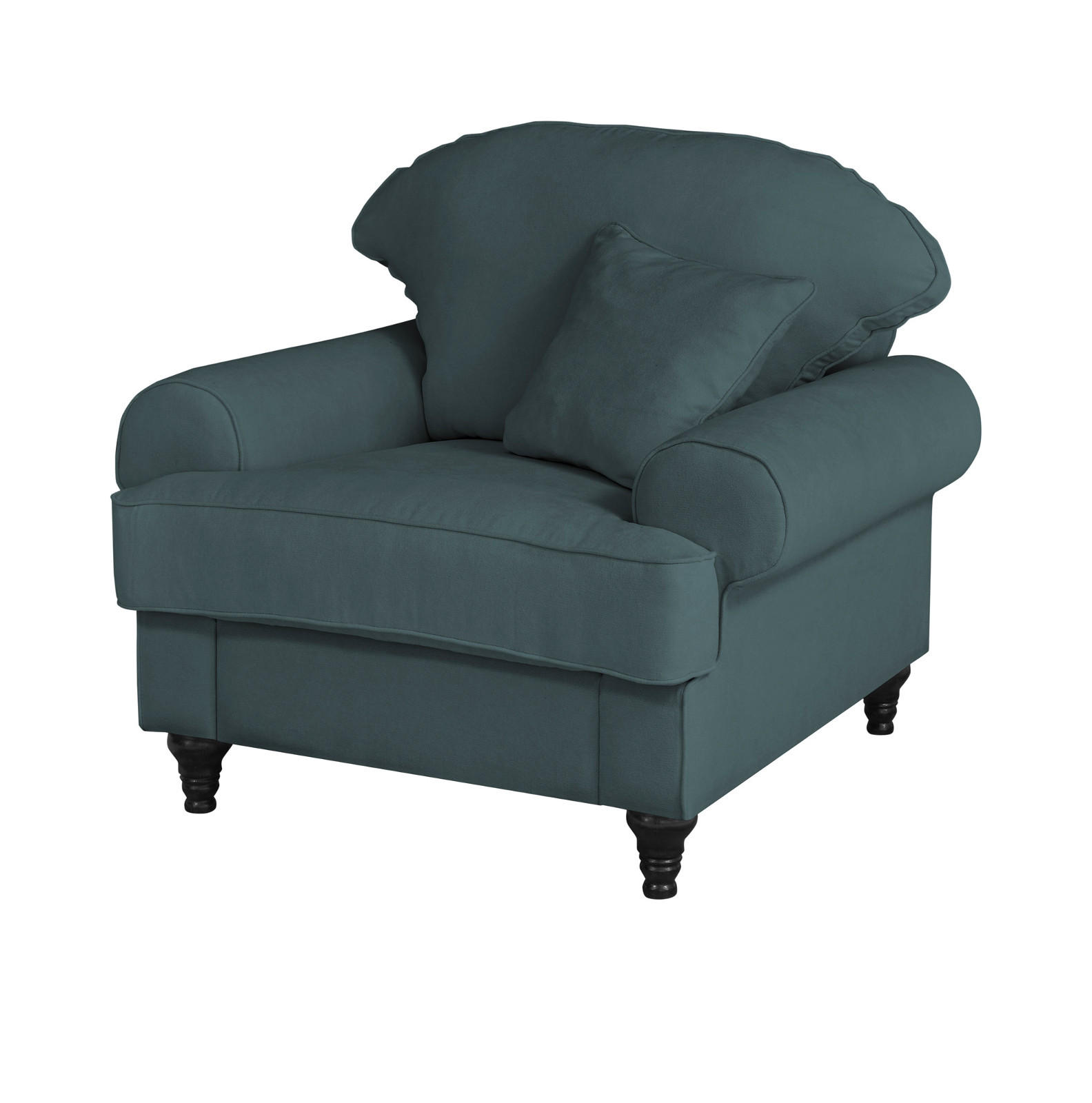 SESSEL blaugrün Landhaus, Loungesessel 110 cm - Dunkelgrün/Braun, Holz/Textil (110/95/100cm) - Furn.Design