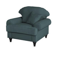 SESSEL blaugrün Landhaus, Loungesessel 110 cm - Dunkelgrün/Braun, Holz/Textil (110/95/100cm) - Furn.Design