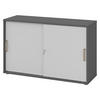 SCHIEBETÜRENSCHRANK - 2 Ordnerhöhen 40/120/74,8 cm in Graphitfarben/Grau Streifengriff (Kunststoff) - Graphitfarben/Grau, Holzwerkstoff (120/74.8/40cm) - bümö