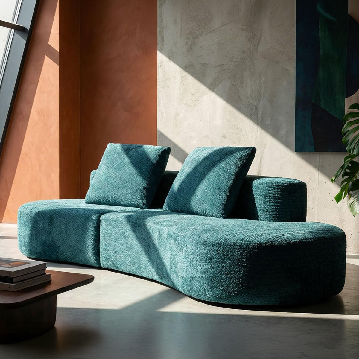 3-SITZER Sofa Bouclé Island - Dunkel Grün - Grün, Kunststoff/Textil (92/78/238cm) - Pasmara