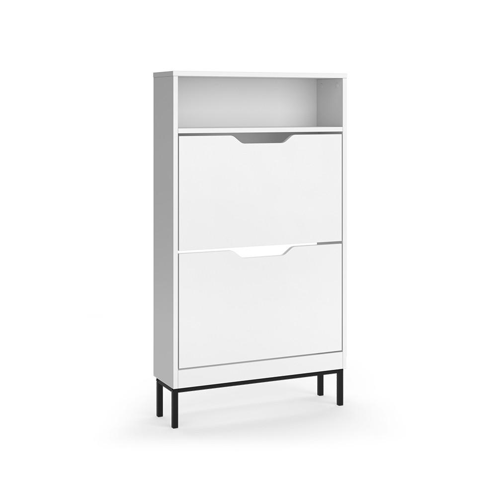 BOTNÍK NA BOTY Luca, Bílá, 59 x 105.5 cm se 2 výklopnými přihrádkami - bílá, kompozitní dřevo (59/105.5/17cm) - Vicco