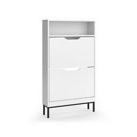 SCHUHKIPPER Luca, Weiß, 59 x 105.5 cm mit 2 Kippfächern - Weiß, Holzwerkstoff (59/105.5/17cm) - Vicco