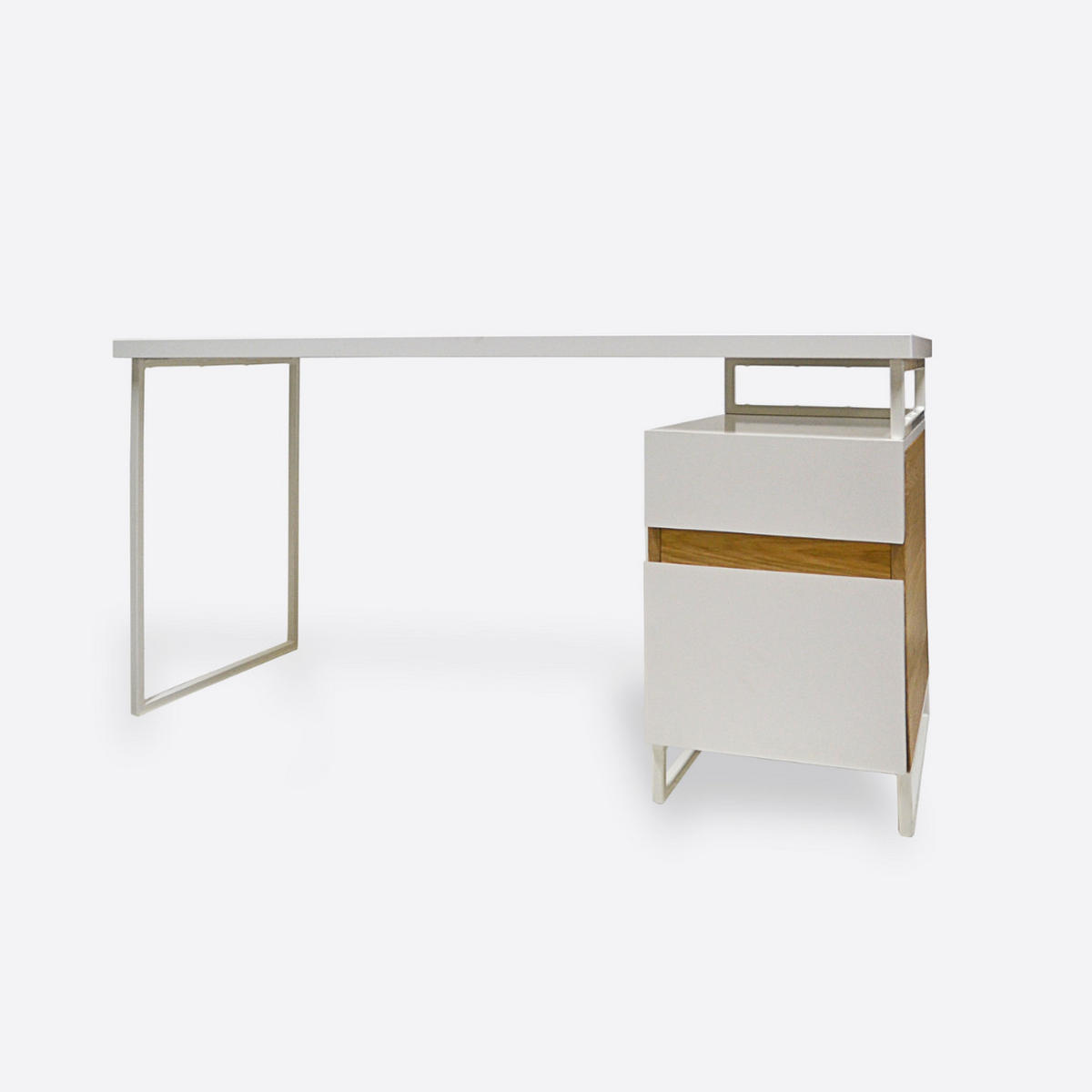 SCHREIBTISCH mit Container auf metallenen Beinen für das Büro DORIS - Eichefarben, Holz (60/150/75cm) - Rawood Furniture