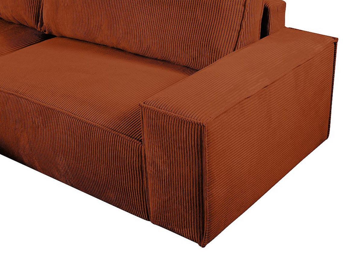 ECKSOFA mit Schlaffunktion - Ecke links - Cord - Terracotta - AMELIA - Braun, Textil (167/267cm) - Vente-Unique