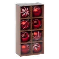 WEIHNACHTSKUGELN Rot mit weißem Muster 8er-Set Ø 8 cm - Rot, Kunststoff (8/9.2/8cm) - Atmosphera Createur d´interieur