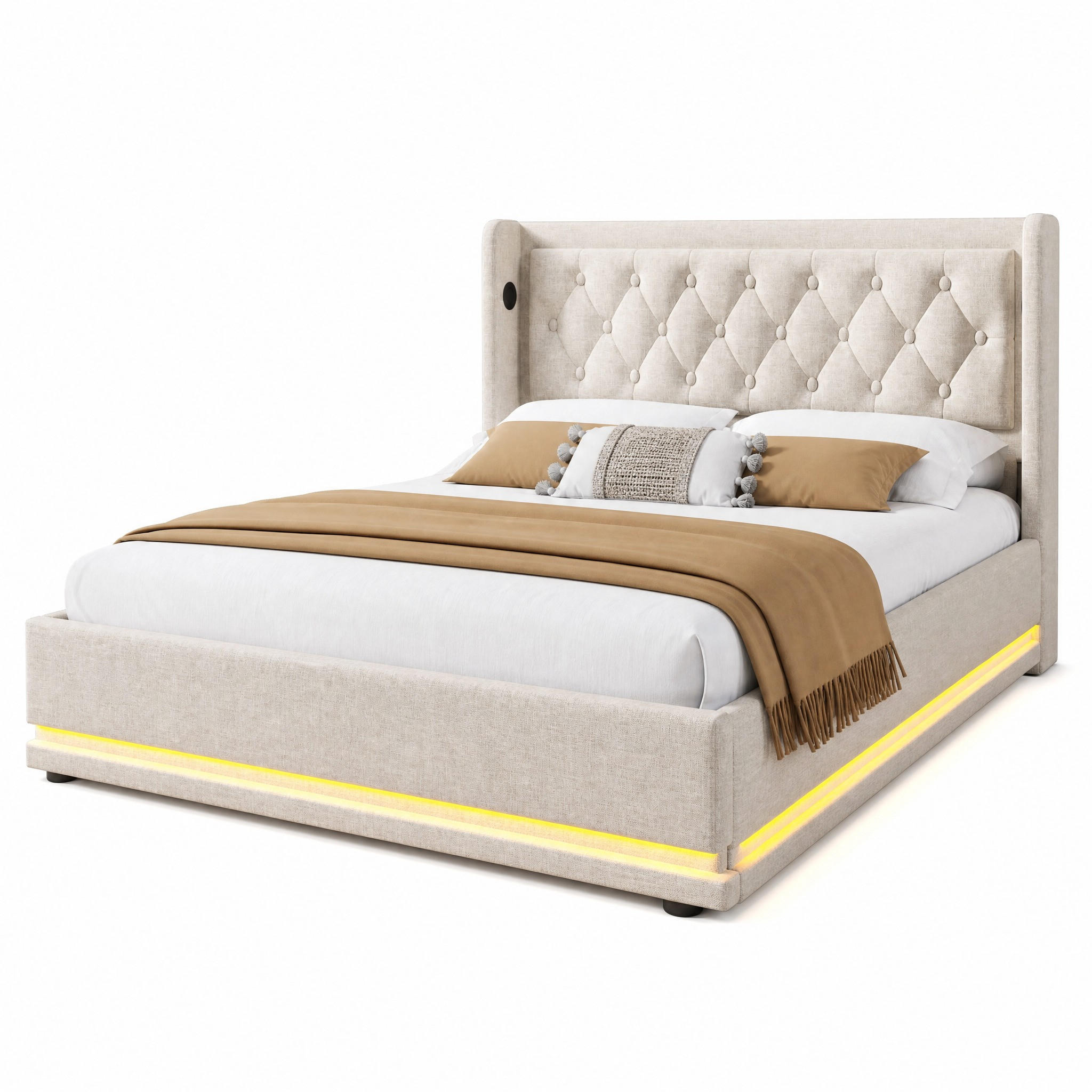 Beauniv Polsterbett Beige 140x200 cm
