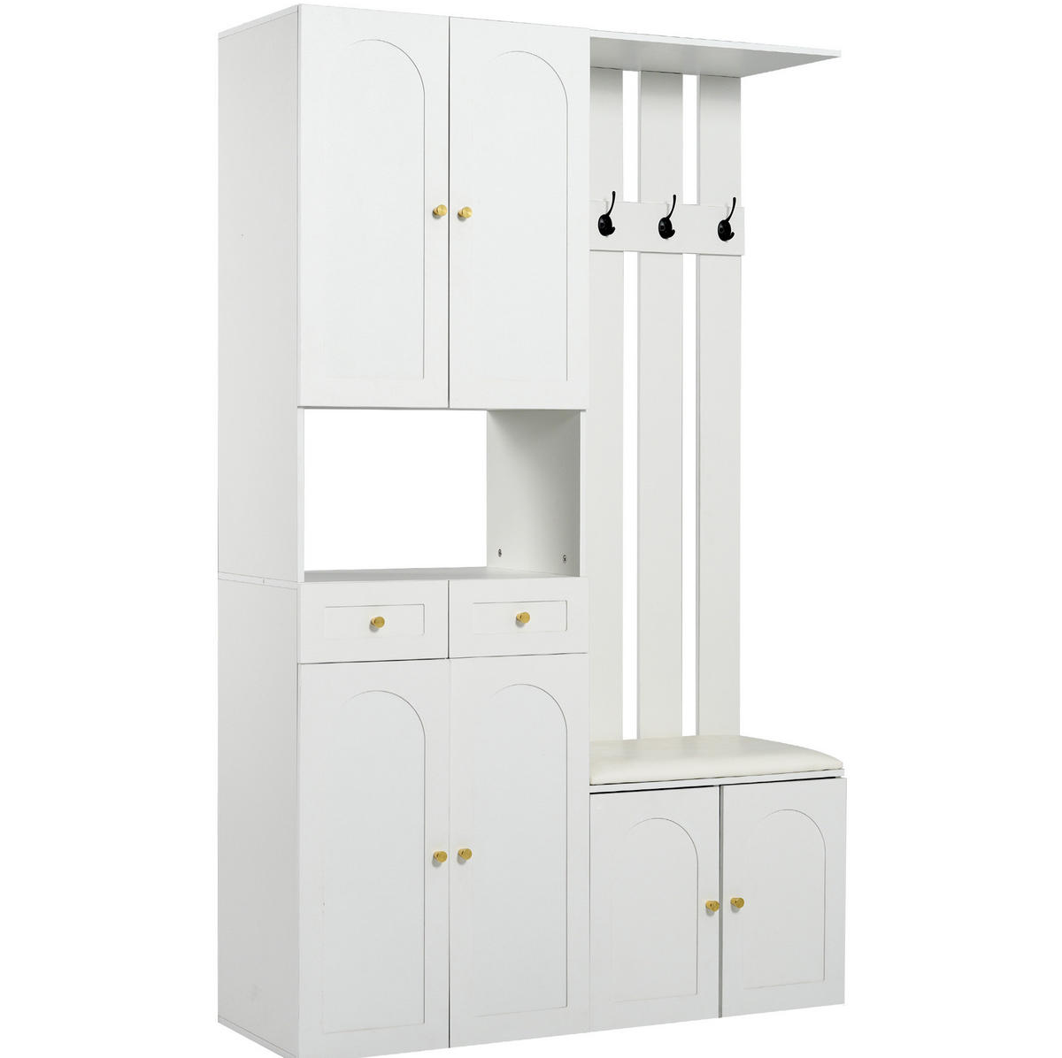 GARDEROBENSET mit Schuhschrank und Bank 110 x 37 x 180 cm Weiß - Weiß, Holz (37/180/110cm) - Beauniv
