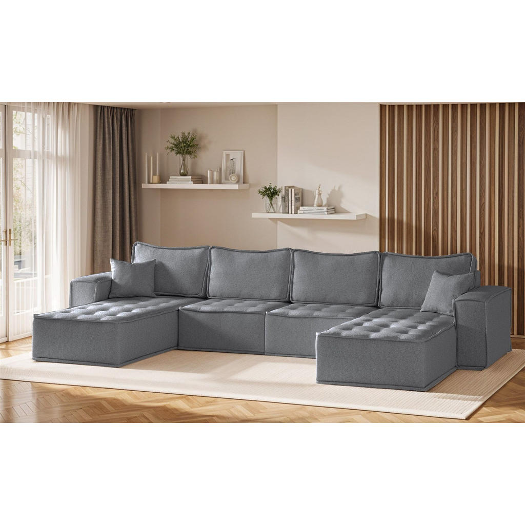 Thumbnail - Fun Möbel Wohnlandschaft, Anthrazit, Textil, U-Form, 372x85x192 cm, Wohnzimmer, Sofas & Couches, Wohnlandschaften, Wohnl...