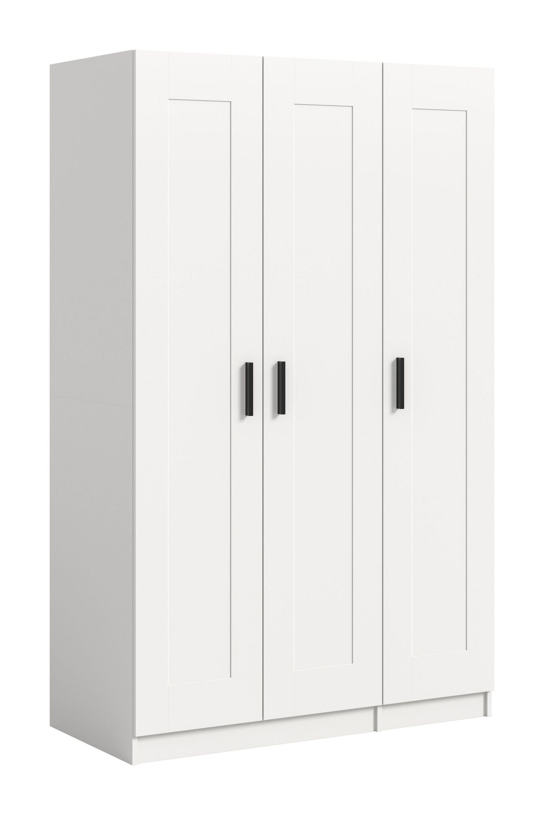 KLEIDERSCHRANK 3-türig VISBY (B/H/T: ca. 120/195/56 cm) in weiß/weiß - Weiß, Holzwerkstoff (120/195/56cm)