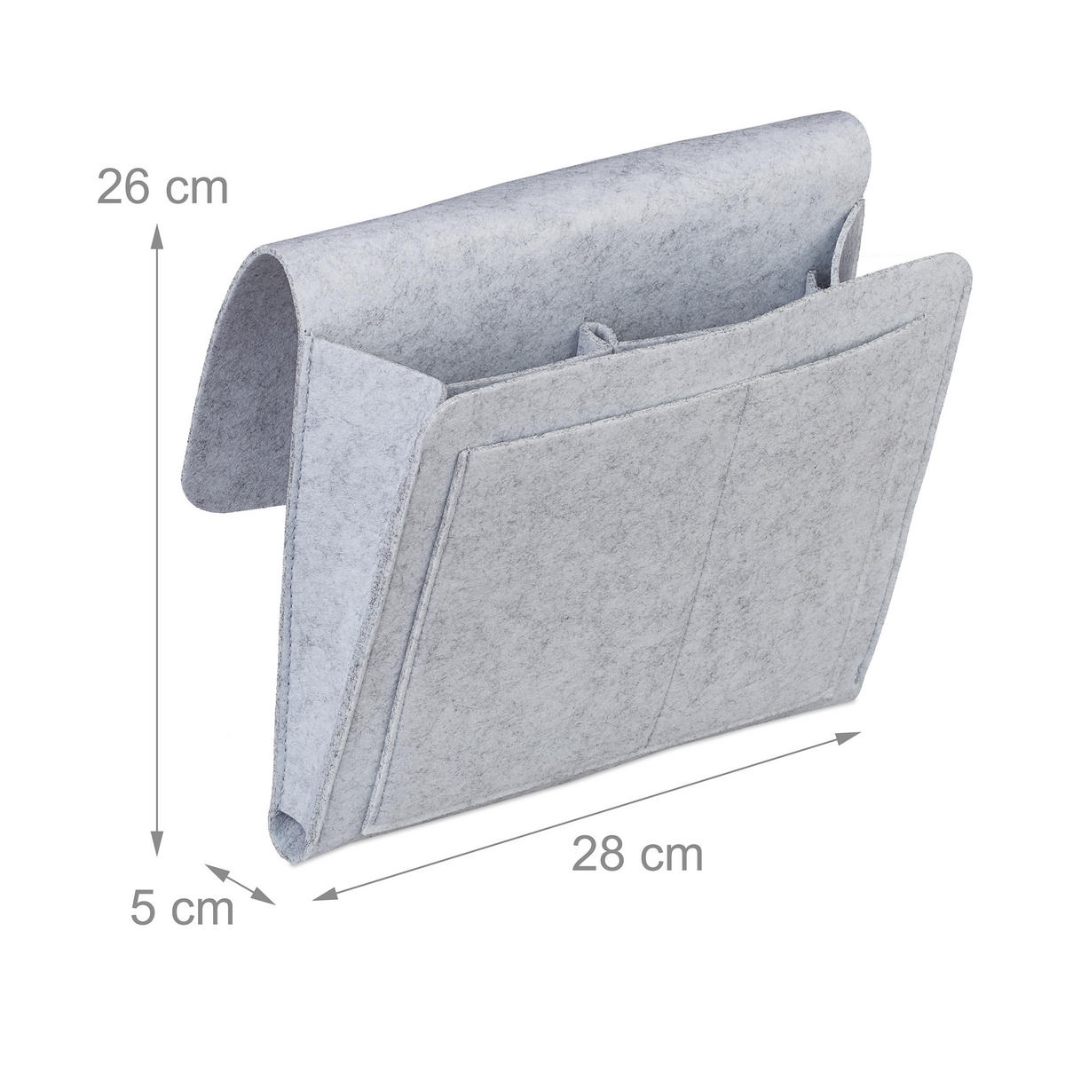 BETTTASCHE - Grau, Textil - Relaxdays