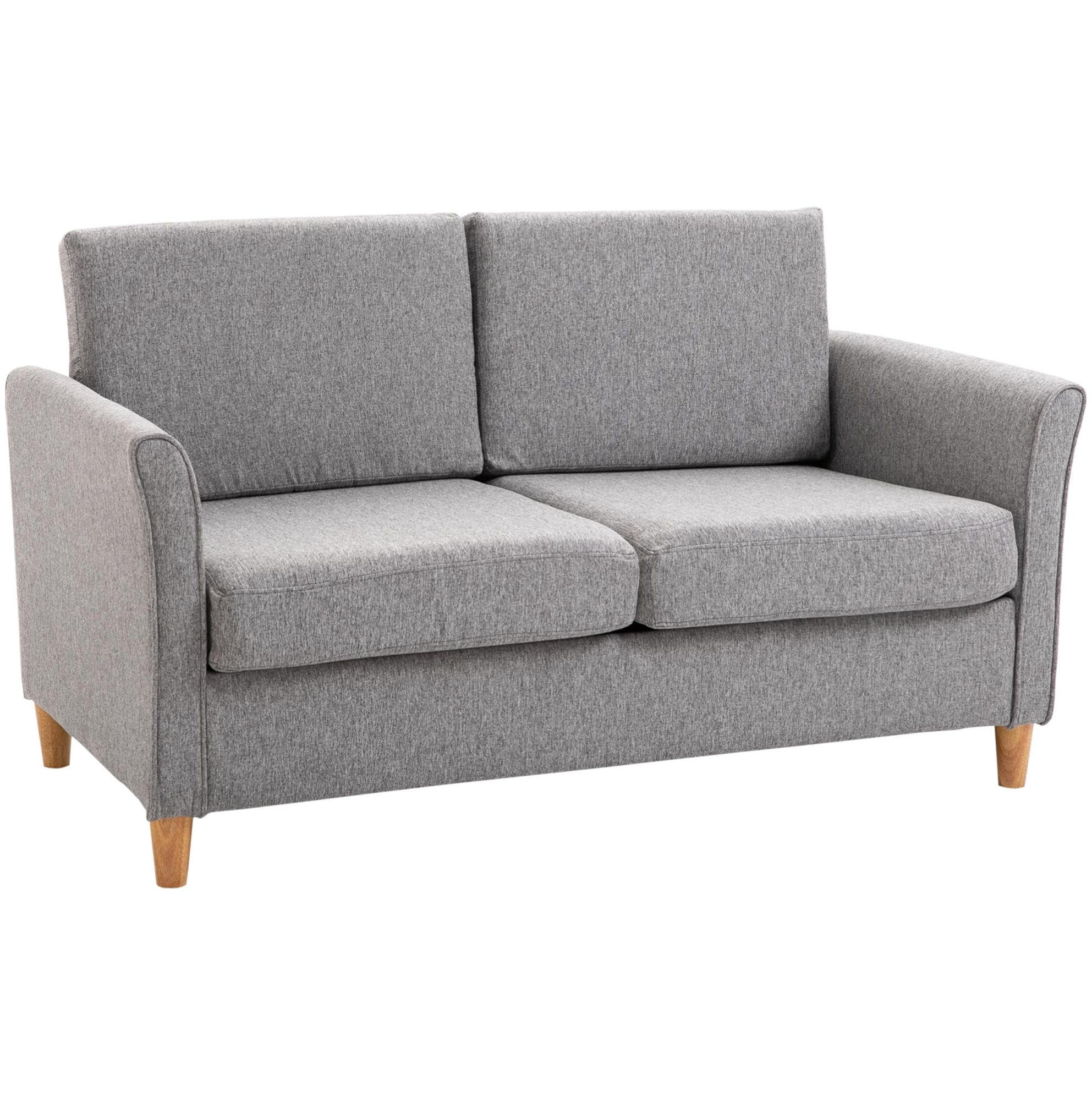 SOFA 141/65/78 cm in Hellgrau aus Leinen mit abnehmbaren Bezügen - Hellgrau, Textil (70/78/141cm) - Flora Grace