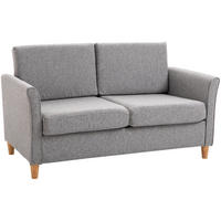 SOFA 141/65/78 cm in Hellgrau aus Leinen mit abnehmbaren Bezügen - Hellgrau, Textil (70/78/141cm) - Flora Grace