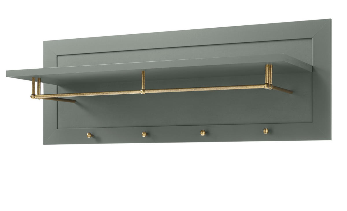 GARDEROBENPANEEL grün, Landhausstil, Wandgarderobe 109 x 40 cm - Grün, Holzwerkstoff (109/40/20cm) - Furn.Design