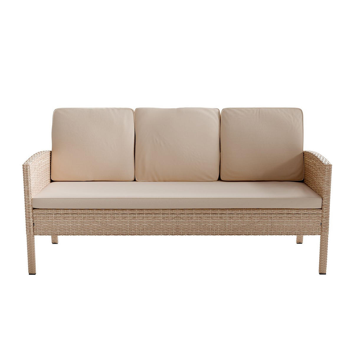 SITZGRUPPE Turin creme Polyrattan inkl. Abdeckung - Creme, Kunststoff - Juskys