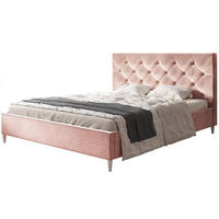 POLSTERBETT LUX Boston mit Kopfteil, 120 x 200 cm, Doppelbett mit Lattenrost aus Holz, Velourstoff Rosa, Füße in Farbe: Weiß - Pink, Holz/Textil (120/200cm) - Alpi-Möbel