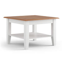 COUCHTISCH Belluno Elegante Kiefer weiß (RAL9010) lackiert / Kiefer gebeizt, Eichefarben 70 / 70 / 48cm - Eichefarben/Weiß, Holz (70/70/48cm) - Feldmann-Wohnen