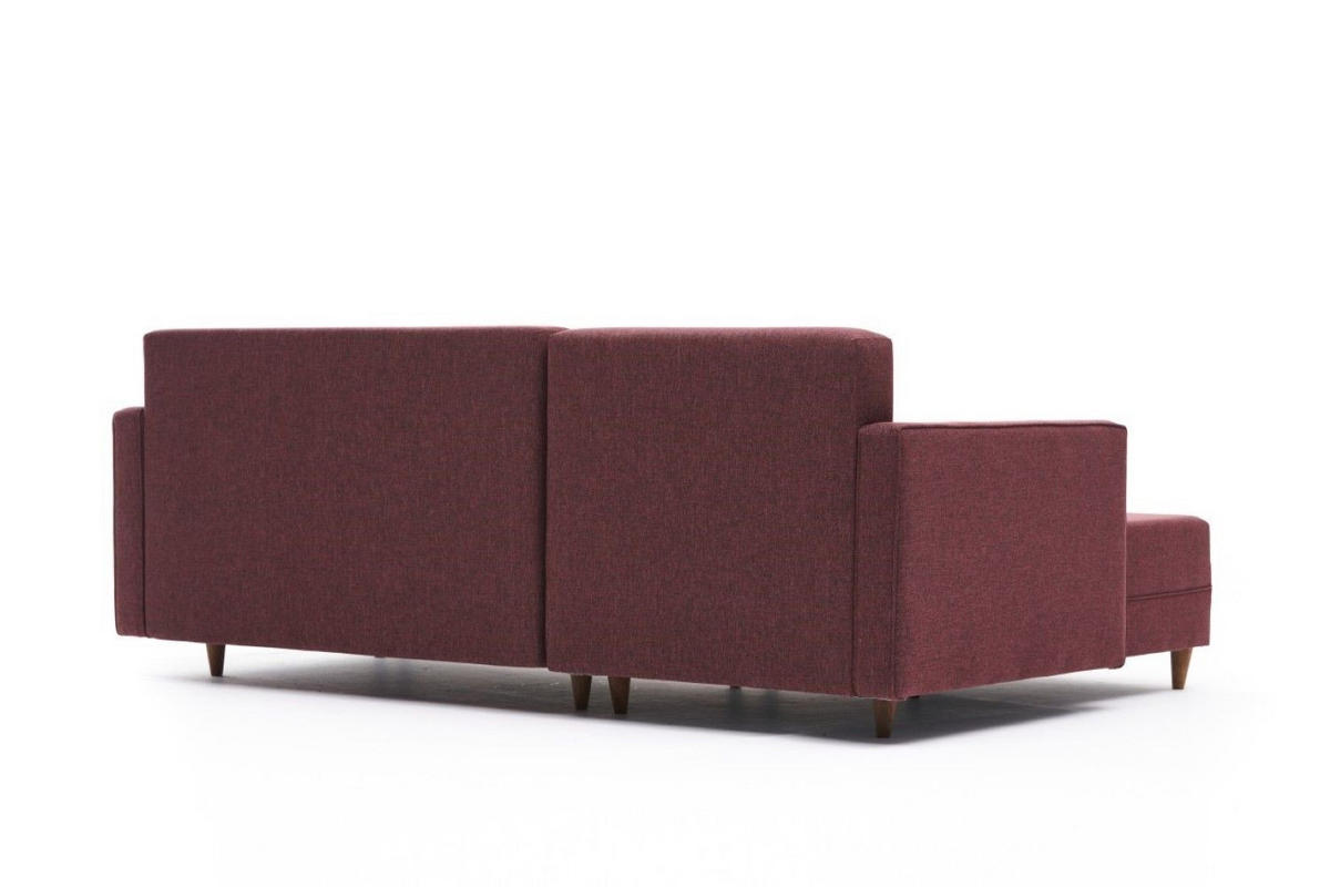 ECKSOFA mit Schlaffunktion, 215 cm Gesamtbreite - Rot/Braun, Holz/Buchenholz (215/150cm) - myHomelando