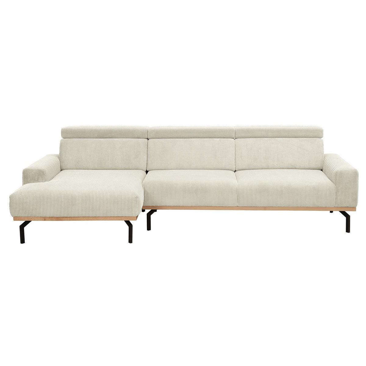ECKSOFA mit Longchair links Katrien Cordstoff creme - Creme, Kunststoff (135/280cm) - 58aufmkessel