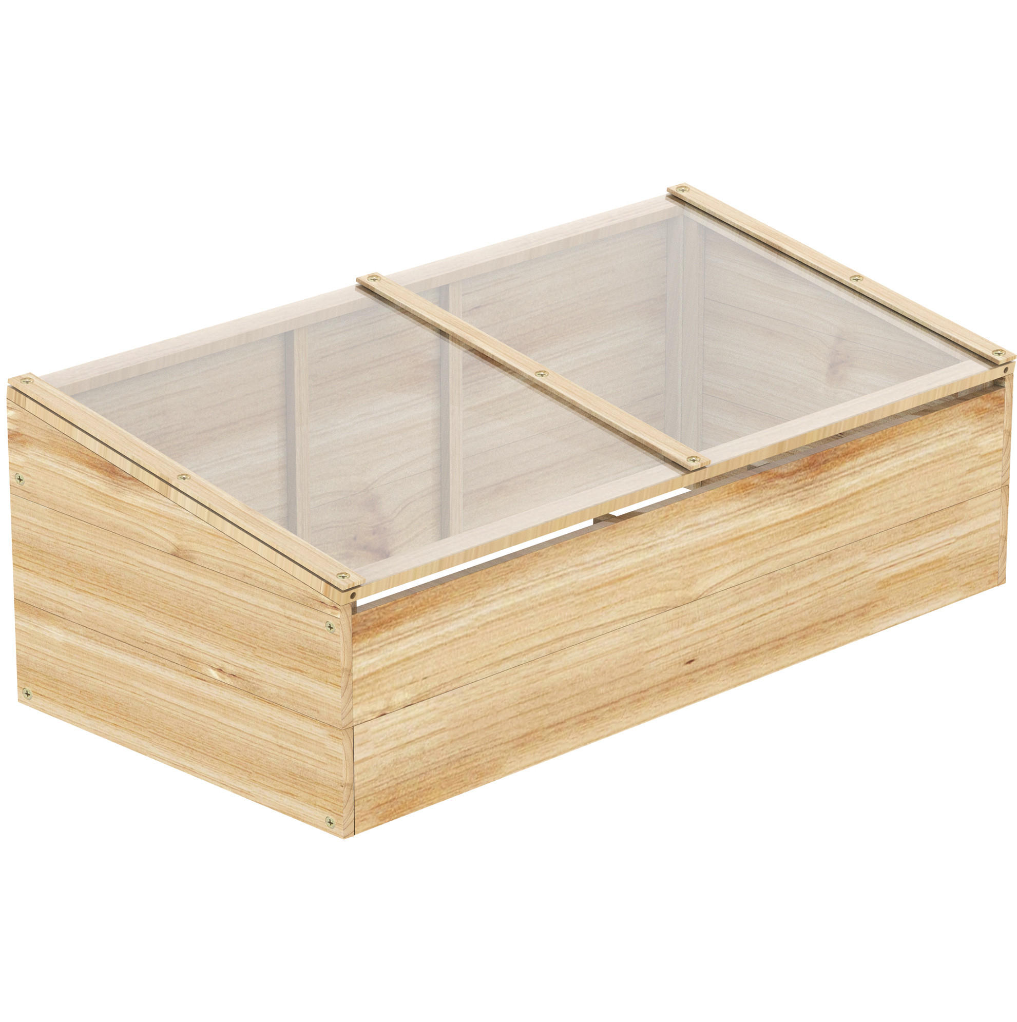 GEWÄCHSHAUS aus Holz 100x50x35/26 cm in Natur mit PC-Platte - Naturfarben, Holz (50/35/100cm) - Modfu
