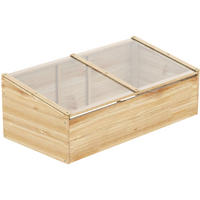 GEWÄCHSHAUS aus Holz 100x50x35/26 cm in Natur mit PC-Platte - Naturfarben, Holz (50/35/100cm) - Modfu