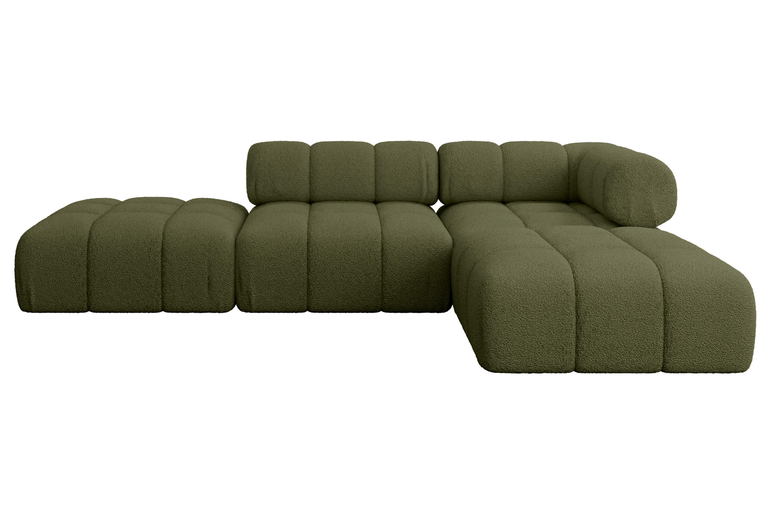 ECKSOFA modulares Sofa Kerru-L1 - 285x190x70 cm Grün Bouclé - Grün, Holzwerkstoff/Textil (285/190cm) - ALTDECOR