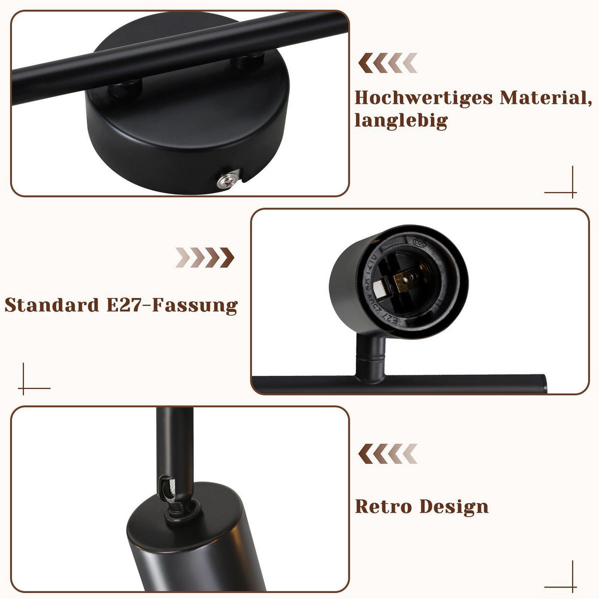 DECKENSTRAHLER Strange 94.5/9/16cm - Schwarz, Metall (9/94.5/16cm) - ZMH