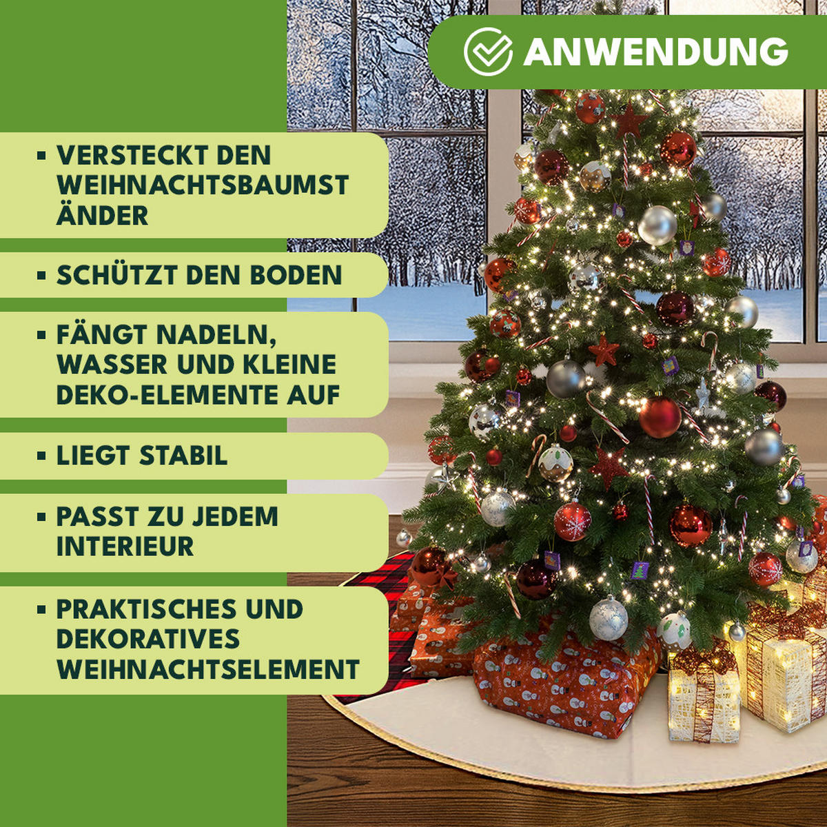 CHRISTBAUMDECKE Weihnachtsbaumdecke 80cm - Dunkelrot, Textil (80/1/80cm) - KRUMAD