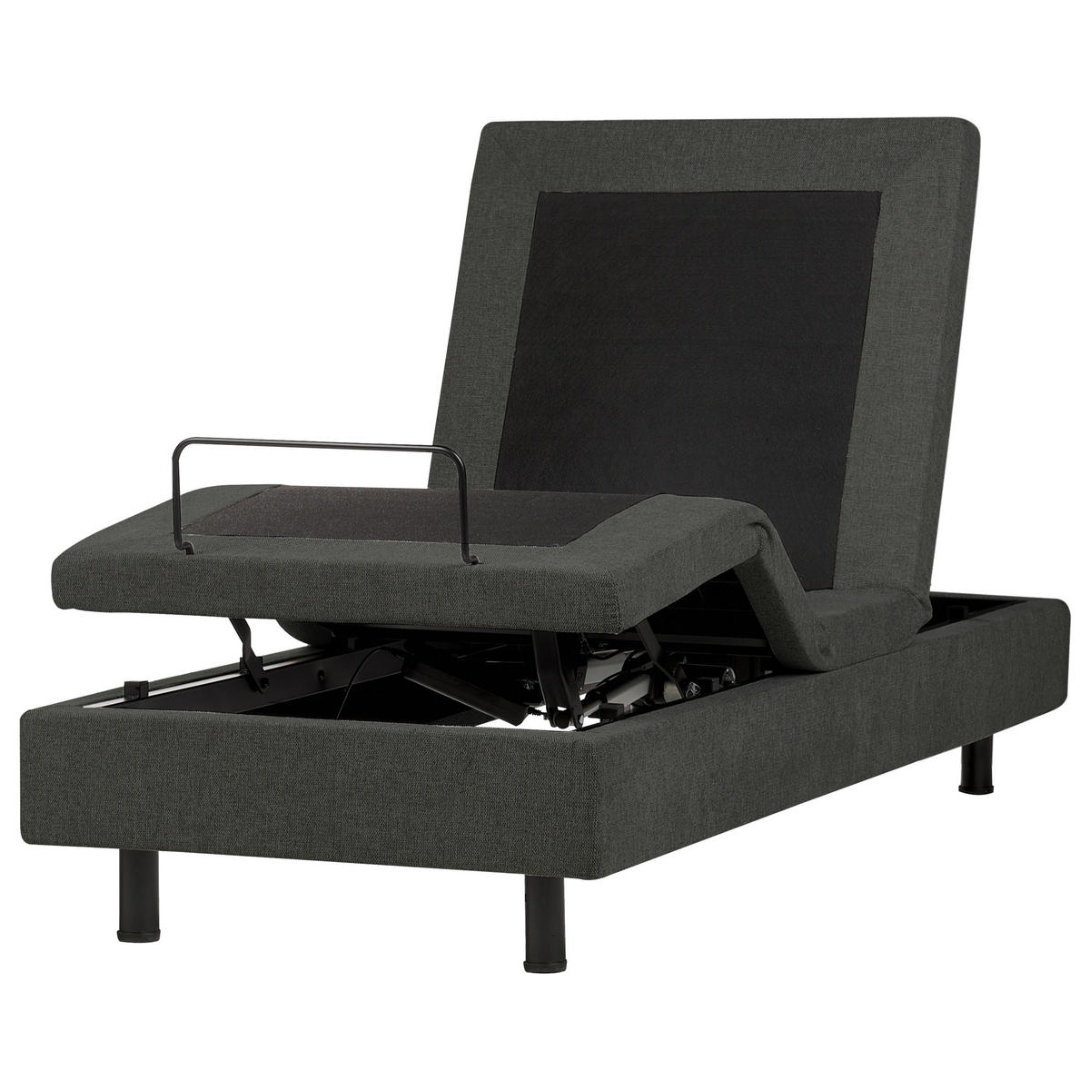 VERSTELLBARES-BETT 80/200 cm Dunkelgrau Duke II - Dunkelgrau/Schwarz, Textil (80/200cm) - Beliani