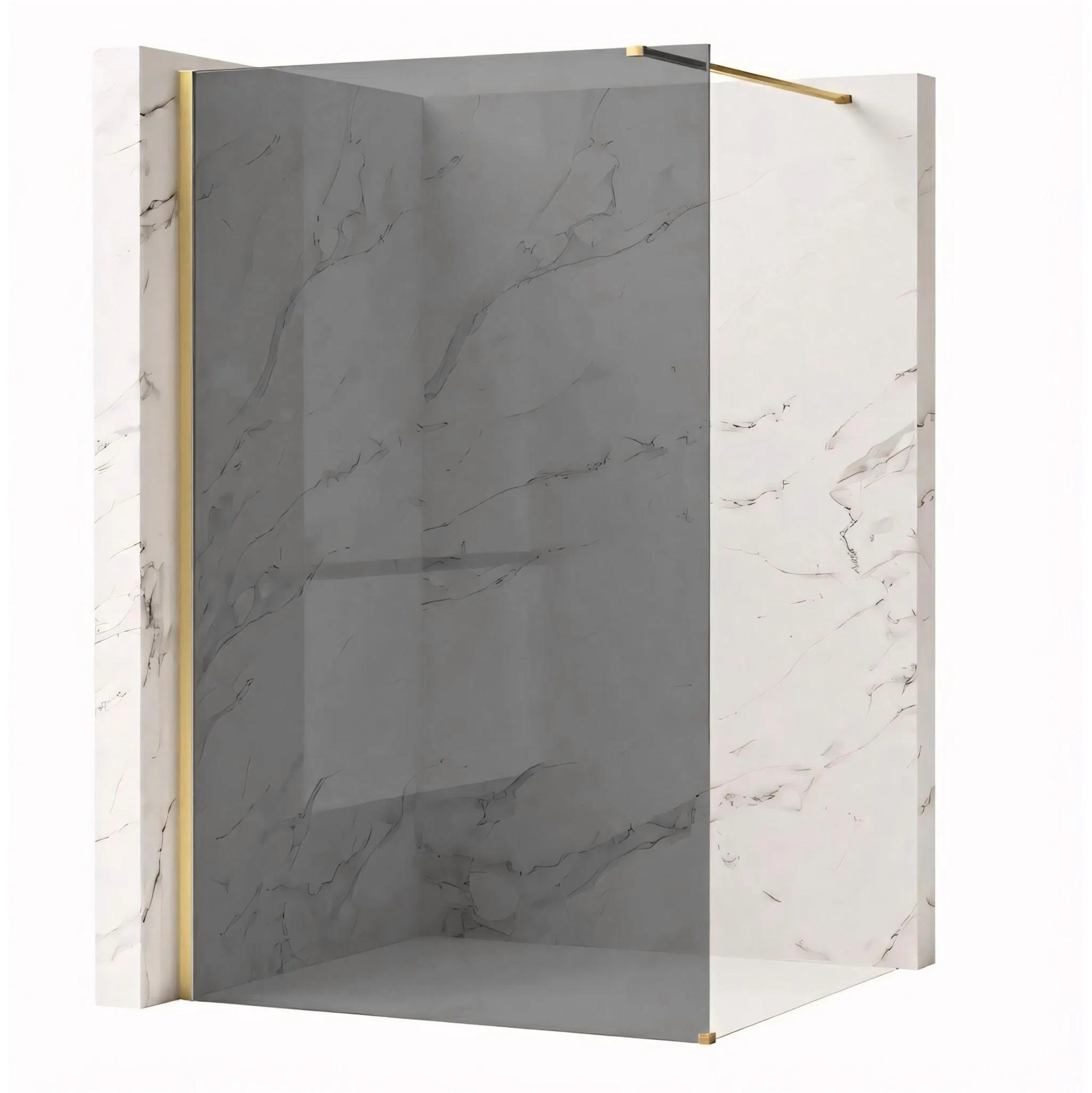 DUSCHWAND Rea Flexi Grey / Brush Gold 90 - Goldfarben, Glas (120/90/195cm) - REA