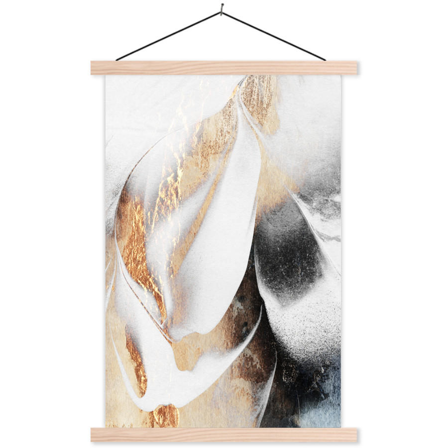 MuchoWow PLAKÁT S MAGNETICKOU LIŠTOU Luxusní - abstraktní - zlatá - bílá 40x60 cm