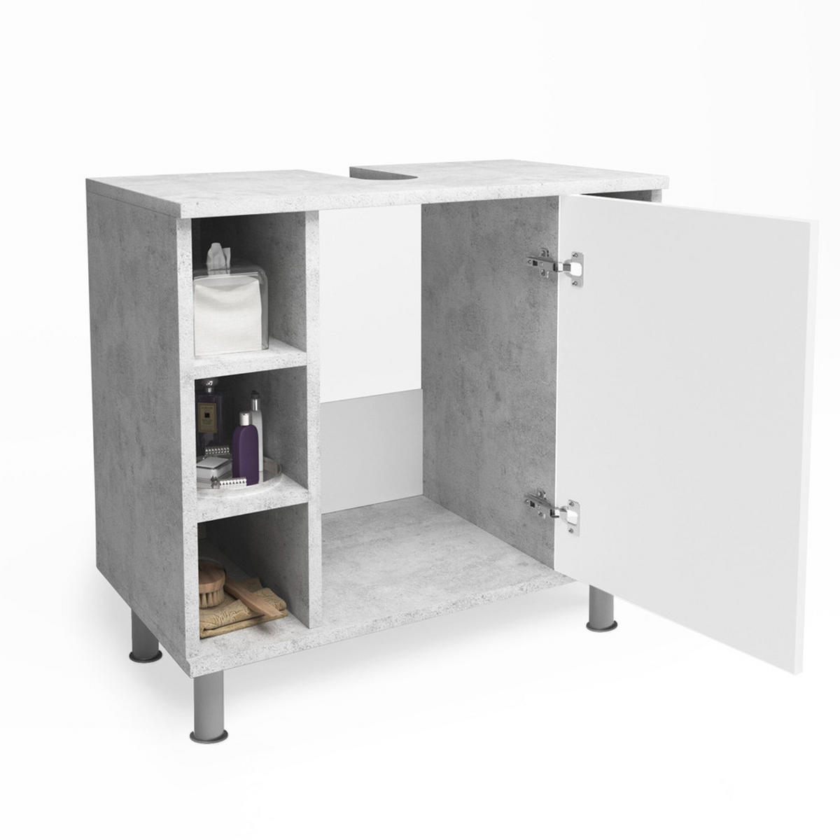 WASCHBECKENUNTERSCHRANK Fynn Beton 60 x 54 cm - Schieferfarben, Holzwerkstoff (60/54/32cm) - Vicco