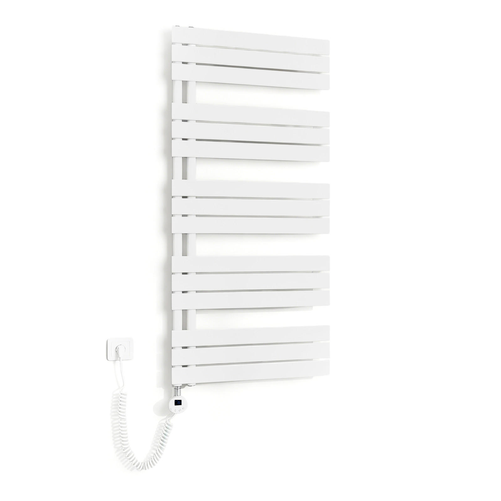 HANDTUCHHEIZKÖRPER 132/60 cm weiß elektrisch 800 W mit WLAN-Thermostat - Weiß, Metall (60/132/5.9cm) - S'AFIELINA
